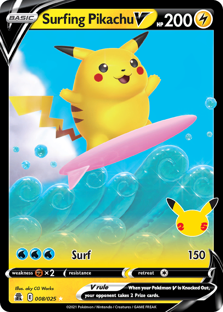 Surfing Pikachu V — Celebrations #008 / 25