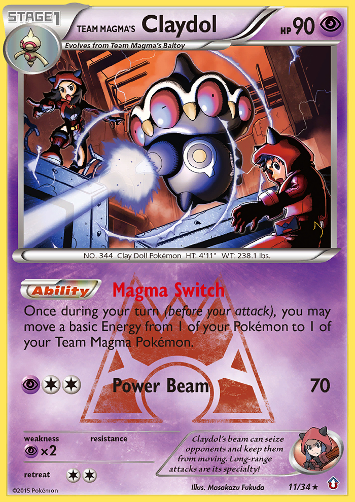 Team Magma's Claydol — Double Crisis #011 / 34