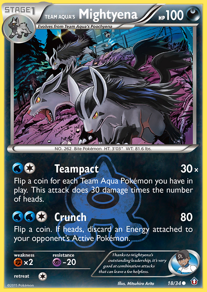 Team Aqua's Mightyena — Double Crisis #018 / 34