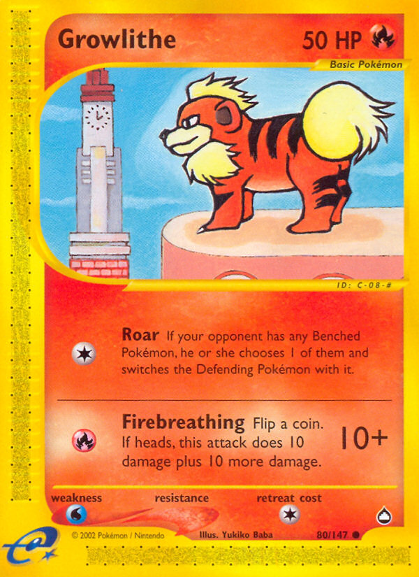 Growlithe — Aquapolis #080 / 147