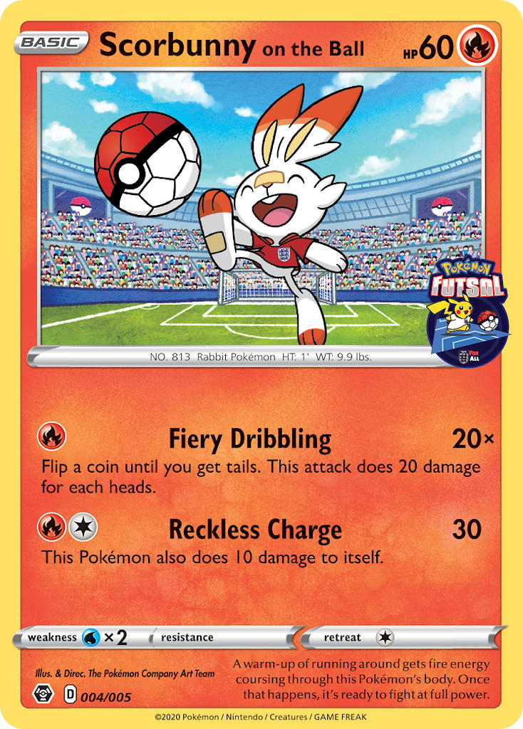 Scorbunny on the Ball — Pokémon Futsal Collection #004 / 5