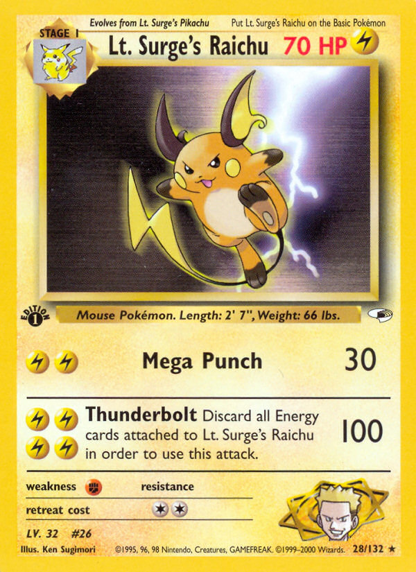 Lt. Surge's Raichu — Gym Heroes #028 / 132