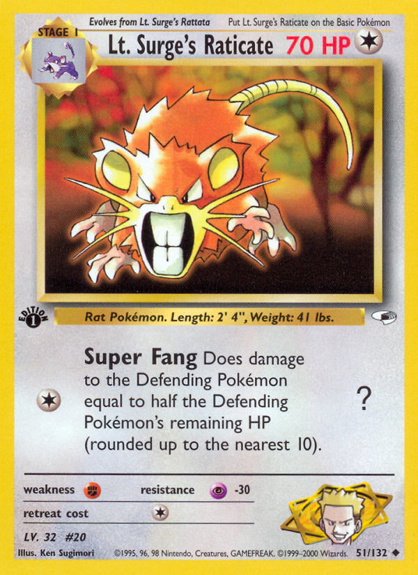 Lt. Surge's Raticate — Gym Heroes #051 / 132