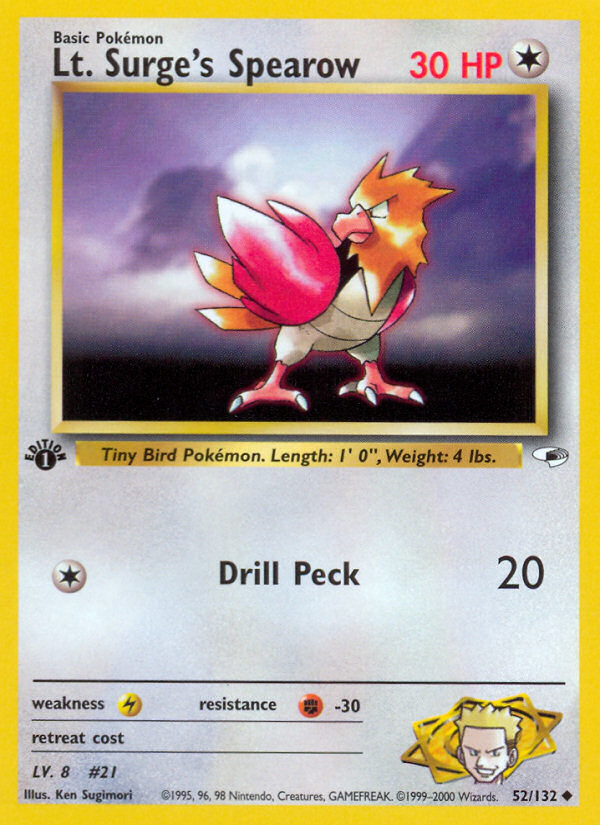 Lt. Surge's Spearow — Gym Heroes #052 / 132