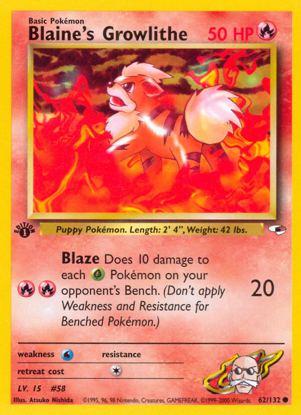 Blaine's Growlithe — Gym Heroes #062 / 132