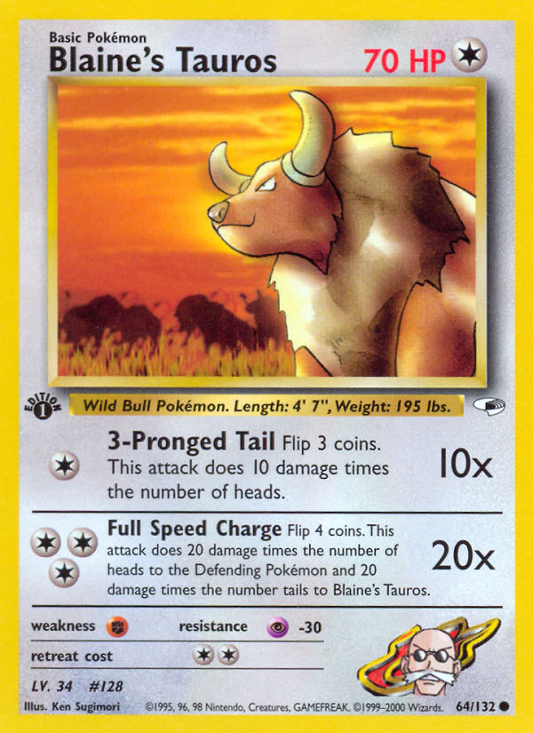 Blaine's Tauros — Gym Heroes #064 / 132