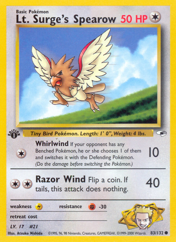 Lt. Surge's Spearow — Gym Heroes #083 / 132