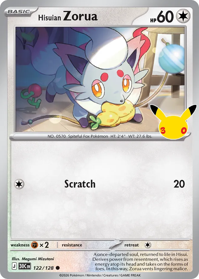 Hisuian Zorua, 30th Celebration #122 / 128