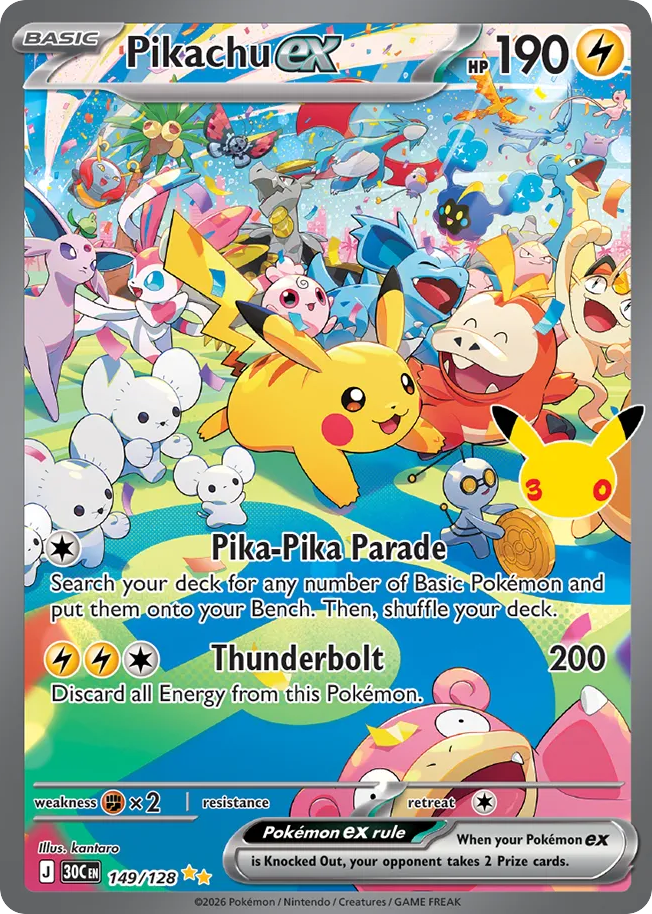 Pikachu ex, 30th Celebration #149 / 128