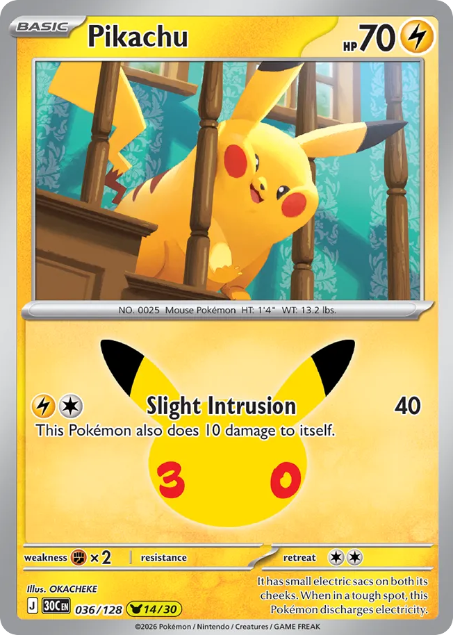 Pikachu, 30th Celebration #036 / 128