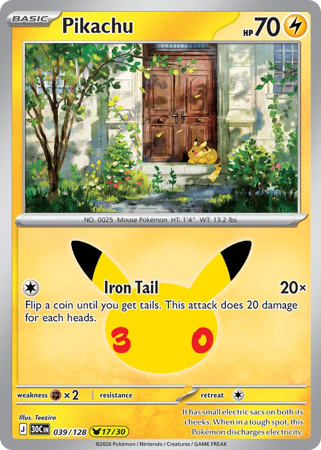 Pikachu, 30th Celebration #039 / 128