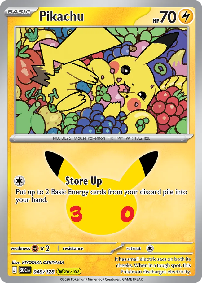 Pikachu, 30th Celebration #048 / 128