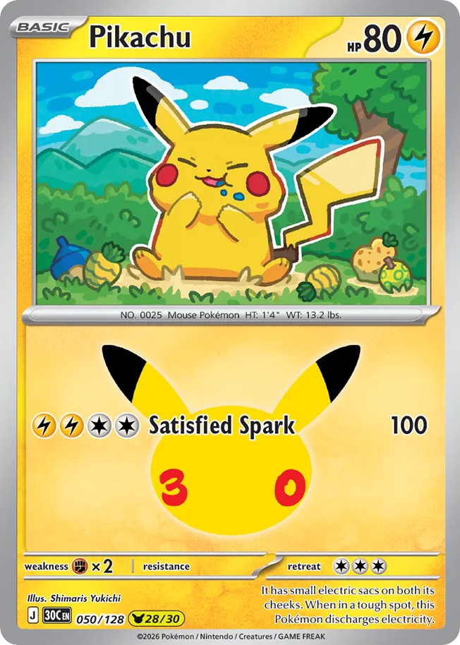 Pikachu, 30th Celebration #050 / 128