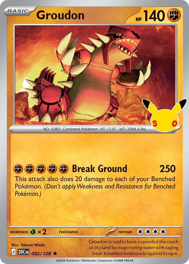 Groudon, 30th Celebration #082 / 128