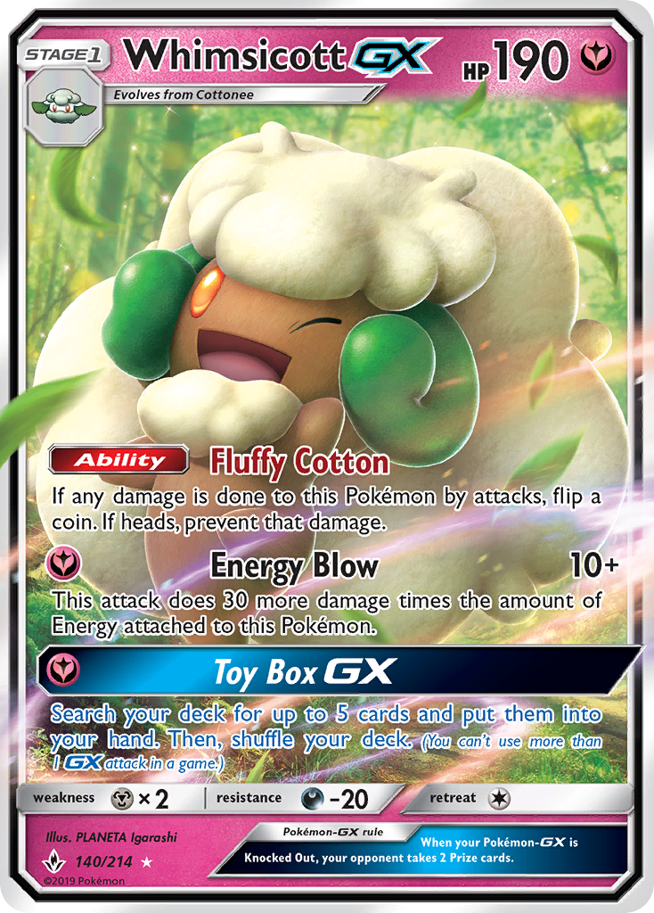 Whimsicott-GX — Unbroken Bonds #140 / 214
