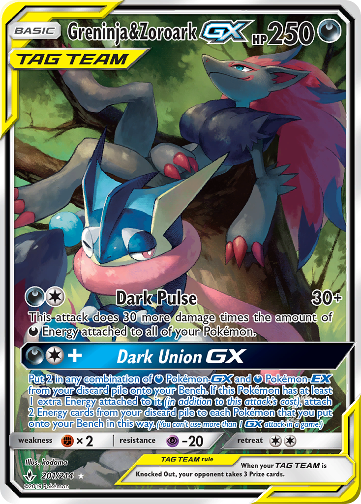 Greninja & Zoroark-GX — Unbroken Bonds #201 / 214