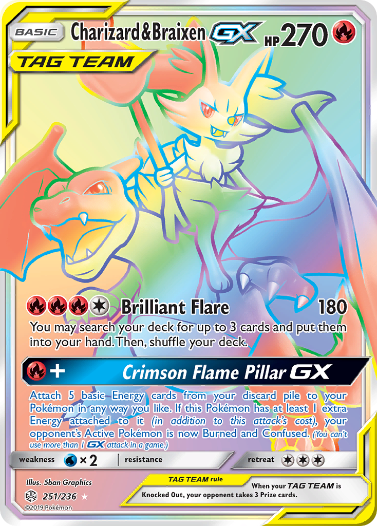 Charizard & Braixen-GX — Cosmic Eclipse #251 / 236