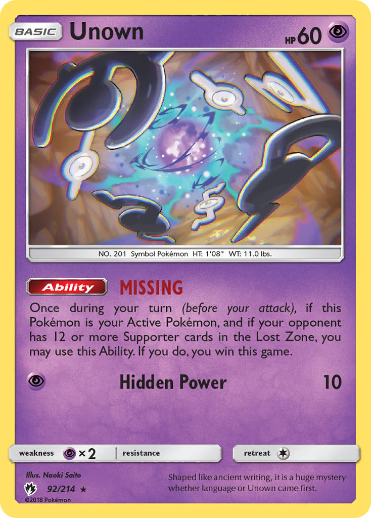 Unown — Lost Thunder #092 / 214