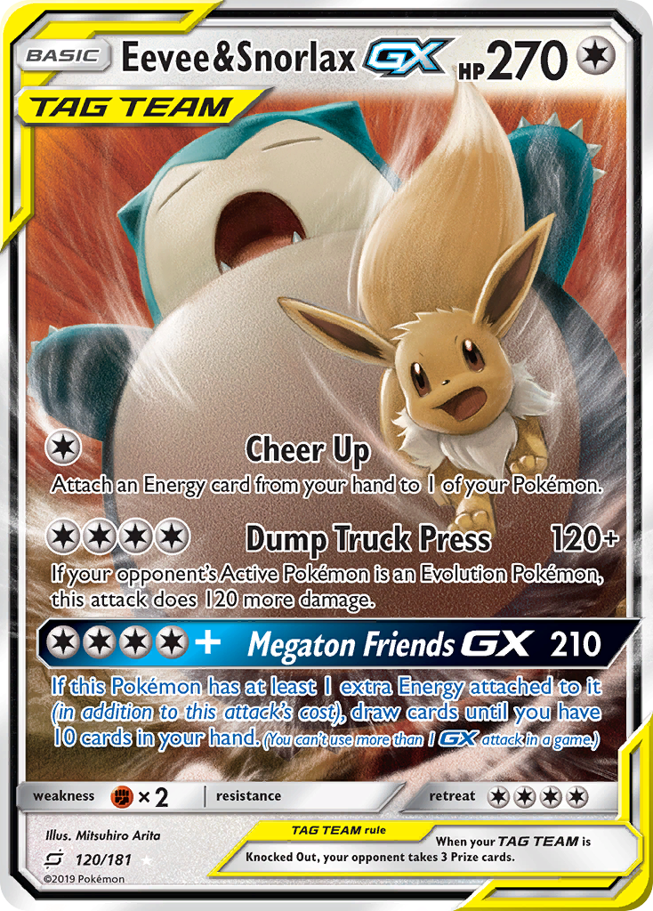 Eevee & Snorlax-GX — Team Up #120 / 181