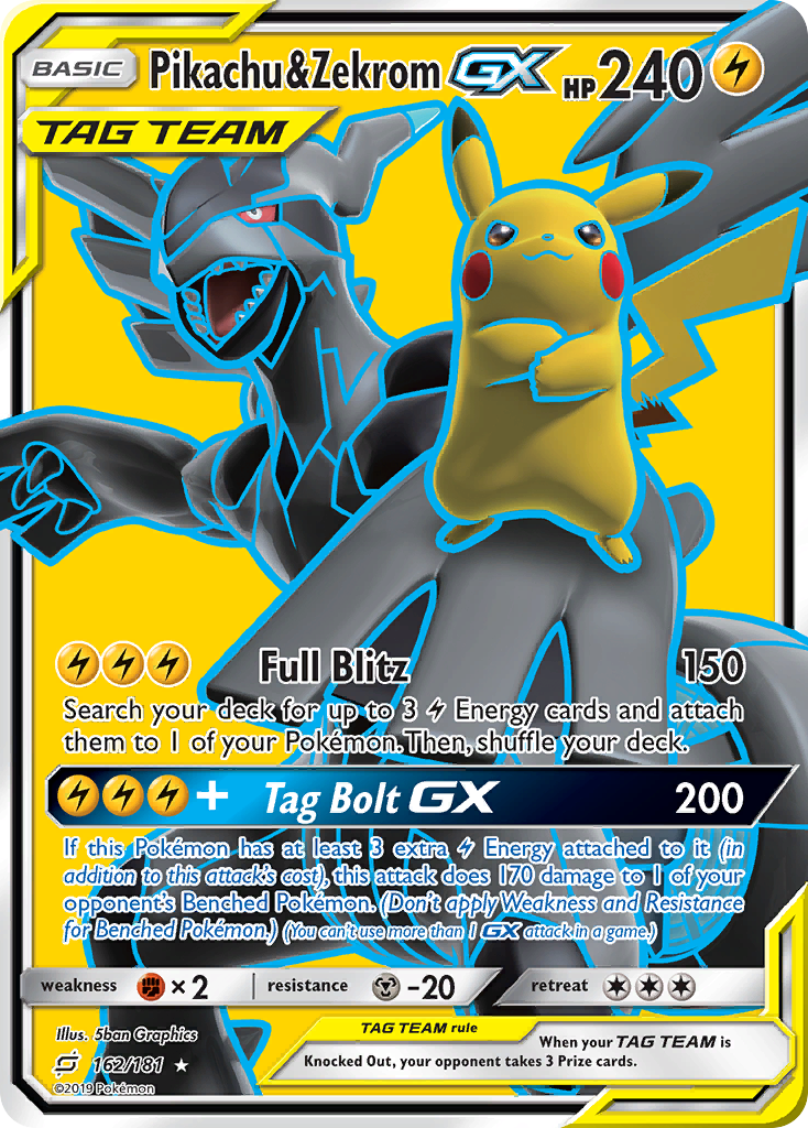 Pikachu & Zekrom-GX — Team Up #162 / 181