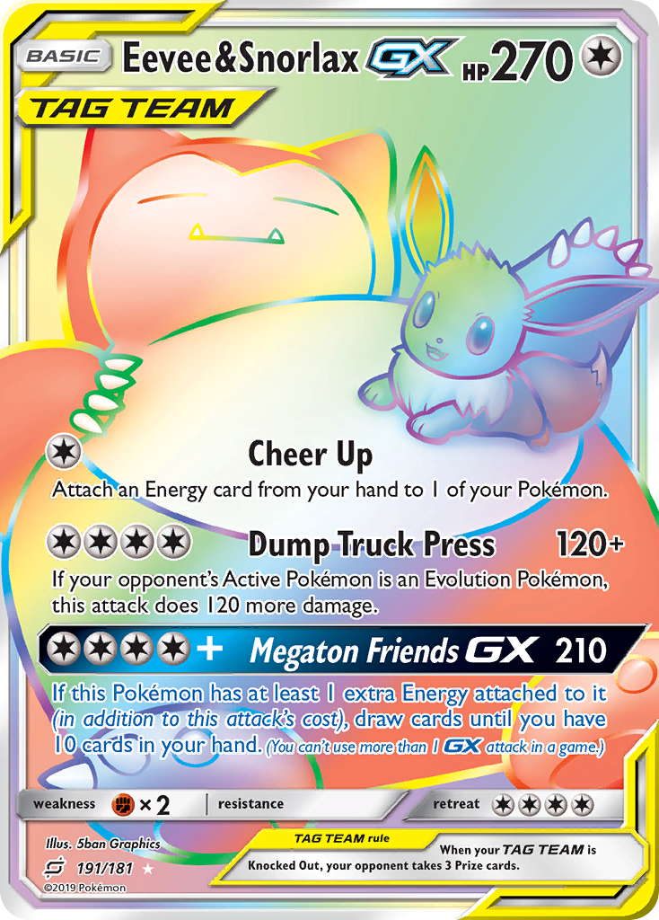 Eevee & Snorlax-GX — Team Up #191 / 181