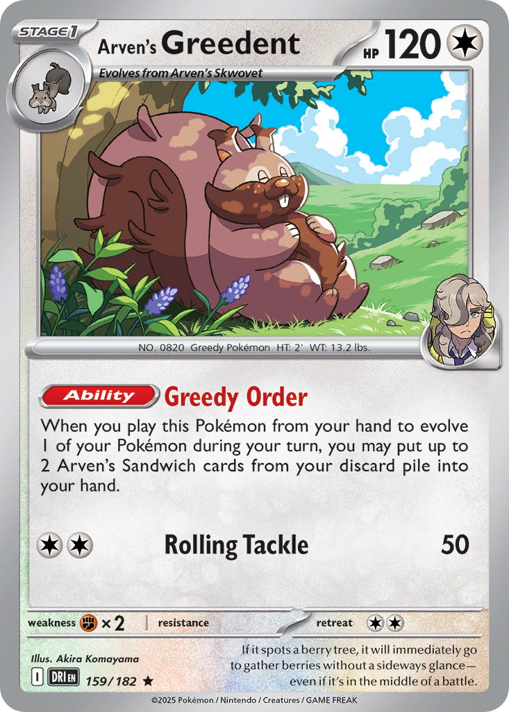 Arven's Greedent — Destined Rivals #159 / 182