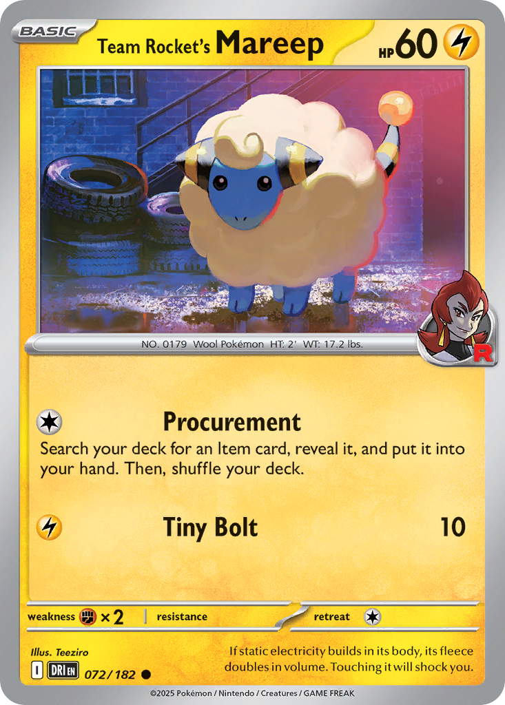 Team Rocket's Mareep — Destined Rivals #072 / 182