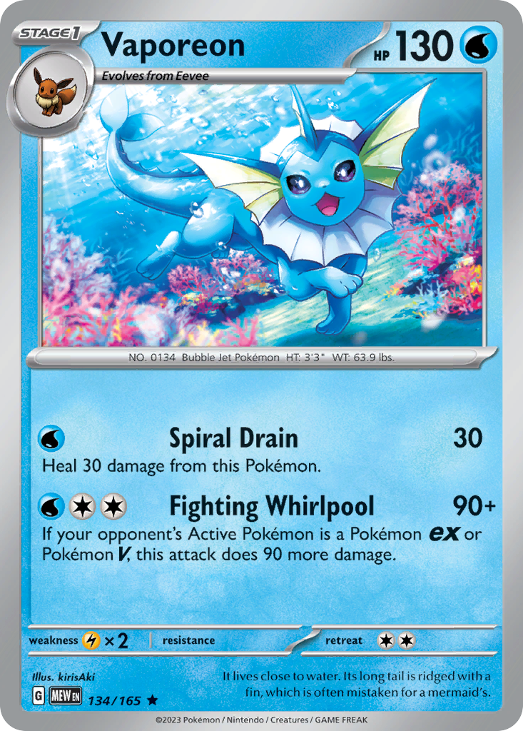 Vaporeon — 151 #134 / 165