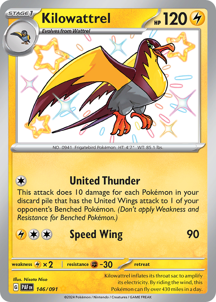 Kilowattrel — Paldean Fates #146 / 91