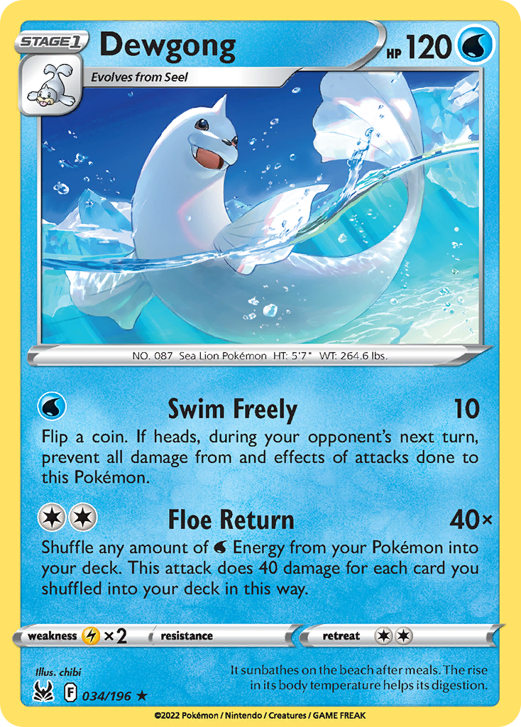 Dewgong — Lost Origin #034 / 196