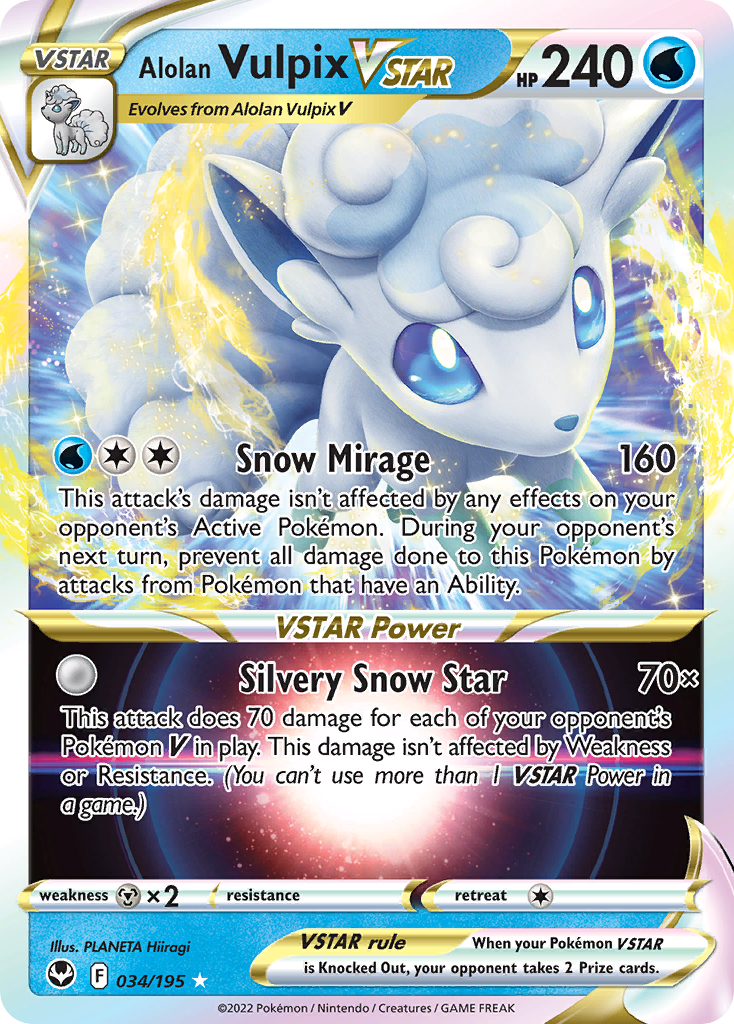 Alolan Vulpix VSTAR — Silver Tempest #034 / 195