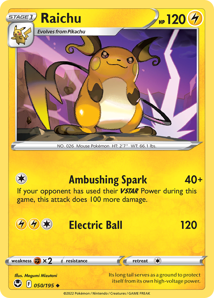 Raichu — Silver Tempest #050 / 195