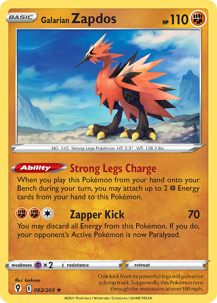 Galarian Zapdos — Evolving Skies #082 / 203